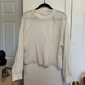 Lush Cream Ribbed Knit Top